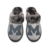 Michigan Wolverines NCAA Womens Glitter Open Back Fur Moccasin Slippers