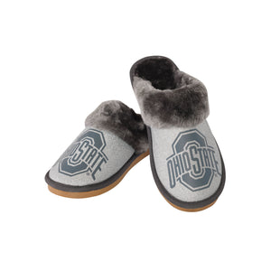 Ohio State Buckeyes NCAA Womens Glitter Open Back Fur Moccasin Slippers