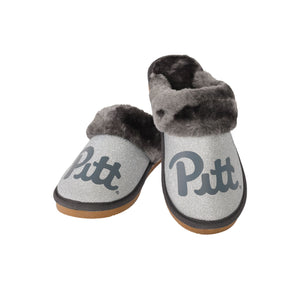 Pittsburgh Panthers NCAA Womens Glitter Open Back Fur Moccasin Slippers