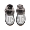 Texas A&M Aggies NCAA Womens Glitter Open Back Fur Moccasin Slippers