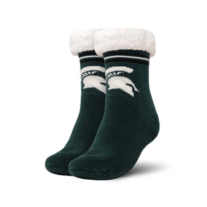 Michigan State Spartans NCAA Womens Stripe Logo Tall Footy Slipper Socks