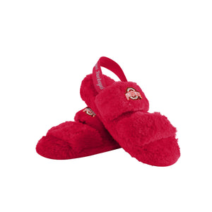 Ohio State Buckeyes NCAA Womens Heel Strap Wordmark Fur Slide