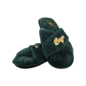Baylor Bears NCAA Womens Script Wordmark Fur Cross Slide