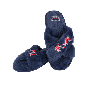 Florida Atlantic Owls NCAA Womens Script Wordmark Fur Cross Slide