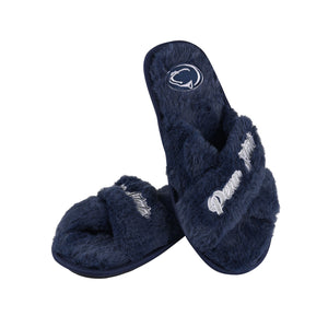 Penn State Nittany Lions NCAA Womens Script Wordmark Fur Cross Slide
