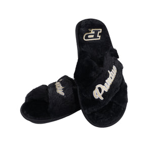 Purdue Boilermakers NCAA Womens Script Wordmark Fur Cross Slide