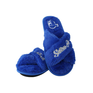 Seton Hall Pirates NCAA Womens Script Wordmark Fur Cross Slide