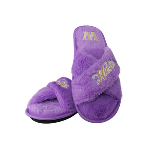 Washington Huskies NCAA Womens Script Wordmark Fur Cross Slide