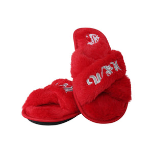 Washington State Cougars NCAA Womens Script Wordmark Fur Cross Slide