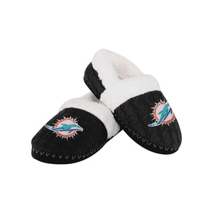 Miami Dolphins NFL Womens Team Color Fur Moccasin Slippers