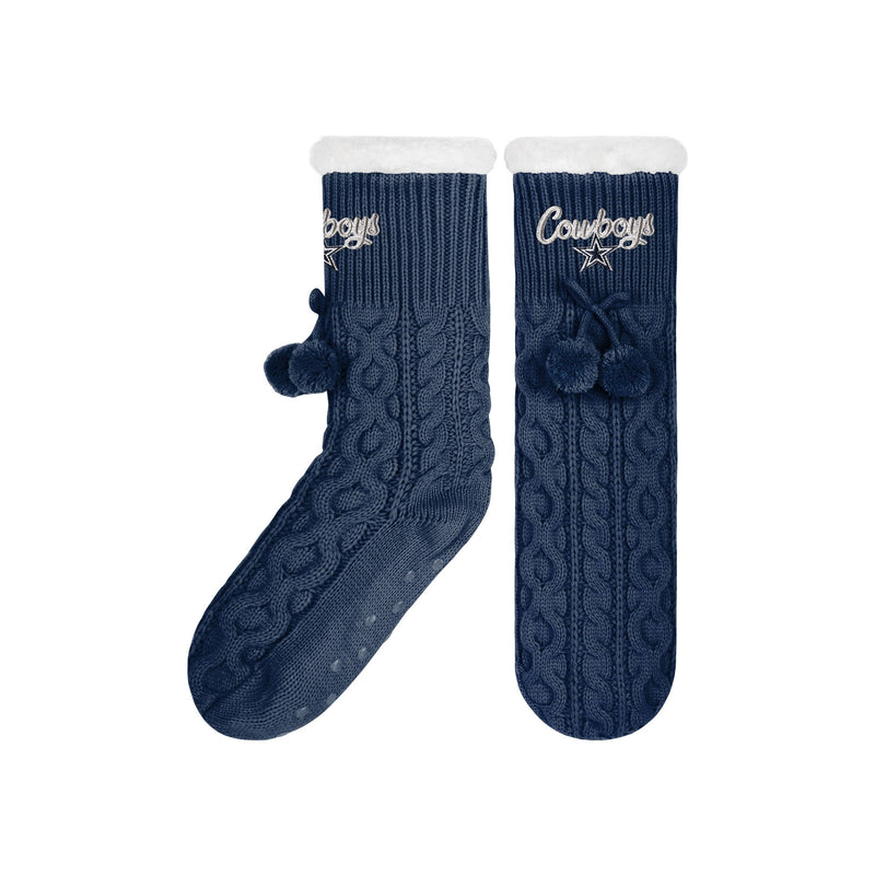 Dallas Cowboys NFL Womens Cable Knit Footy Slipper Socks