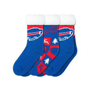 Buffalo Bills NFL Womens Fan Footy 3 Pack Slipper Socks