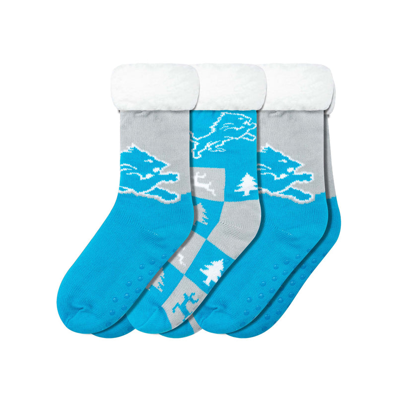 Detroit Lions NFL Womens Fan Footy 3 Pack Slipper Socks