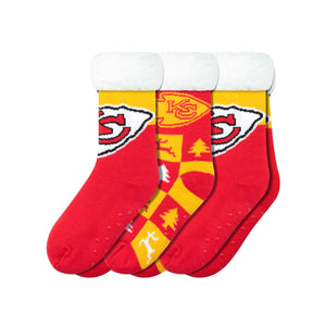 Kansas City Chiefs NFL Womens Fan Footy 3 Pack Slipper Socks