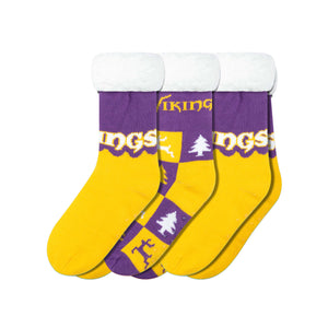 Minnesota Vikings NFL Womens Fan Footy 3 Pack Slipper Socks