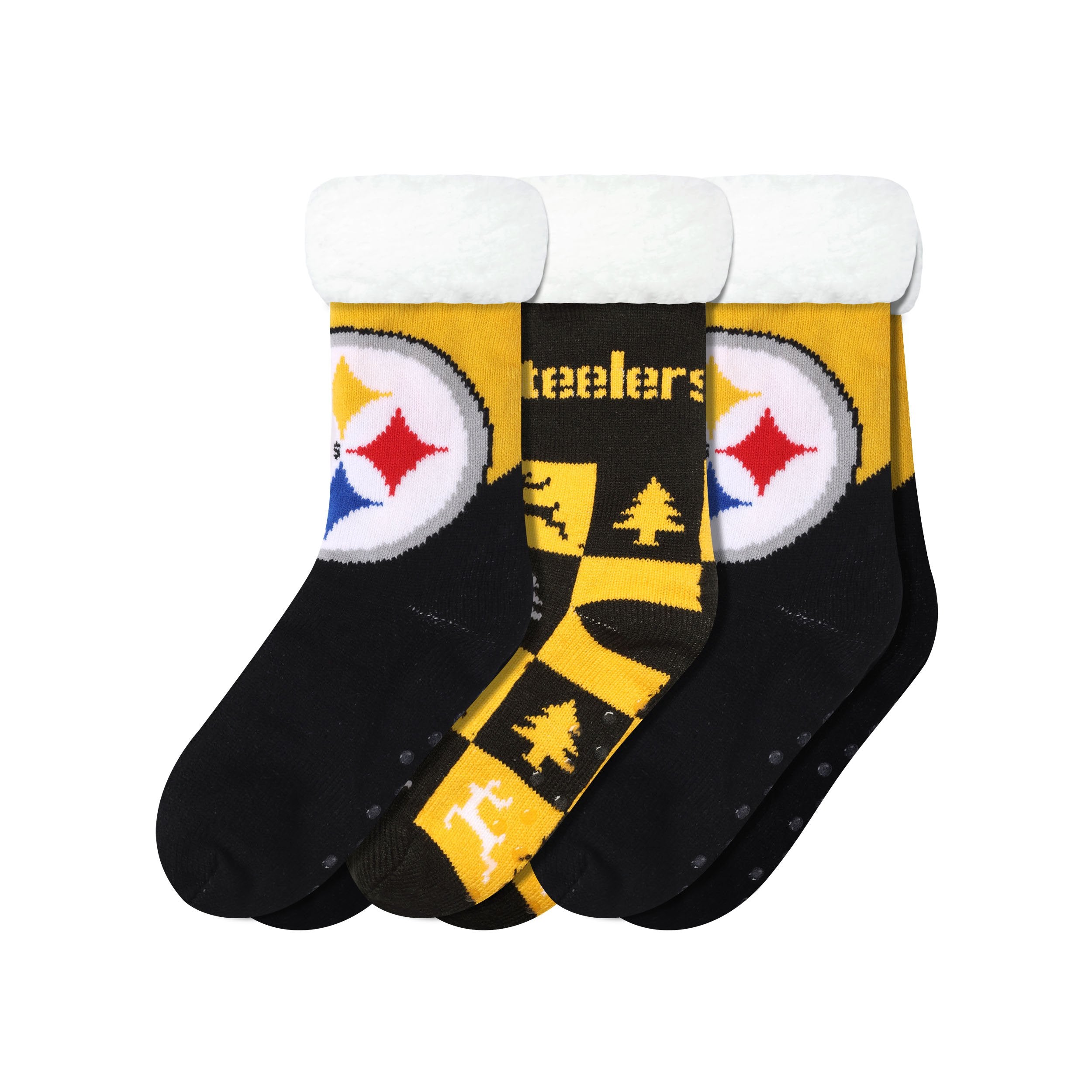 Pittsburgh Steelers NFL Womens Fan Footy 3 Pack Slipper Socks