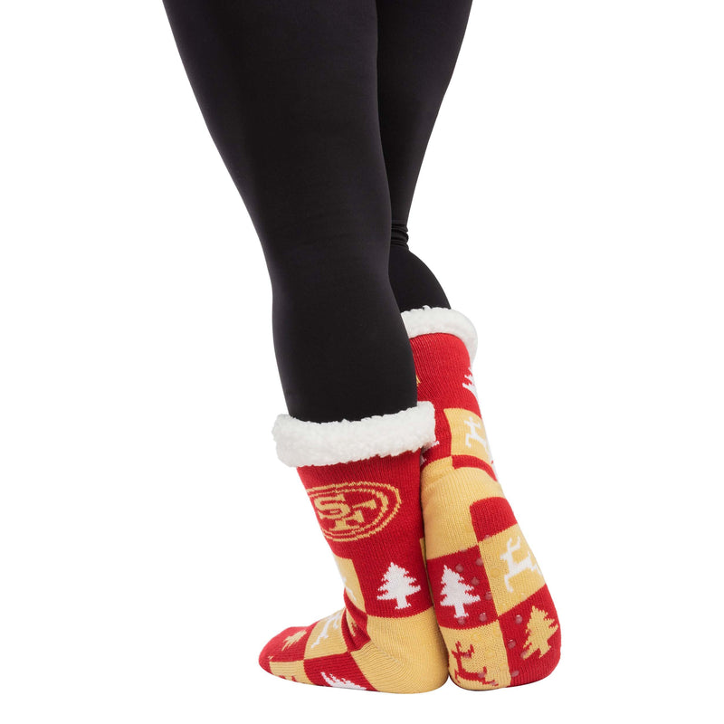 San Francisco 49ers NFL Womens 2 Pack Script Logo Fuzzy Ankle Socks
