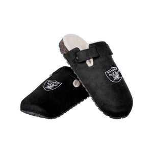 Las Vegas Raiders NFL Womens Fur Buckle Clog Slippers