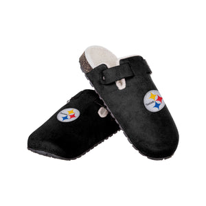 Pittsburgh Steelers NFL Womens Fur Buckle Clog Slippers