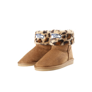 Seattle Seahawks NFL Womens Cheetah Fur Boots
