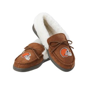 Cleveland Browns NFL Womens Tan Moccasin Slippers