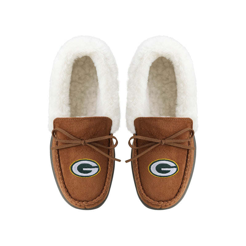 Green Bay Packers NFL Womens Fur Team Color Moccasin Slippers