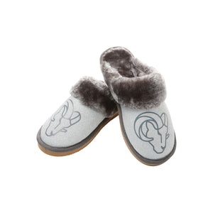 Los Angeles Rams NFL Womens Glitter Open Back Fur Moccasin Slippers