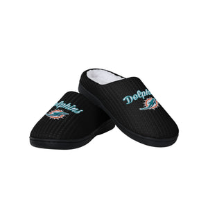 Miami Dolphins NFL Womens Sherpa Lined Memory Foam Slippers