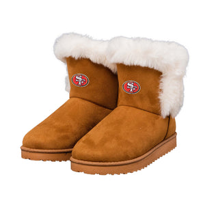 San Francisco 49ers NFL Womens White Fur Boots