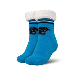 Carolina Panthers NFL Womens Stripe Logo Tall Footy Slipper Socks