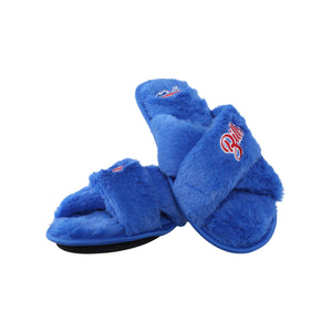 Buffalo Bills NFL Womens Script Wordmark Fur Cross Slide