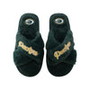 Green Bay Packers NFL Womens Script Wordmark Fur Cross Slide