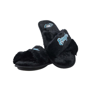 Philadelphia Eagles NFL Womens Script Wordmark Fur Cross Slide