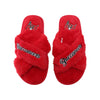 Tampa Bay Buccaneers NFL Womens Script Wordmark Fur Cross Slide