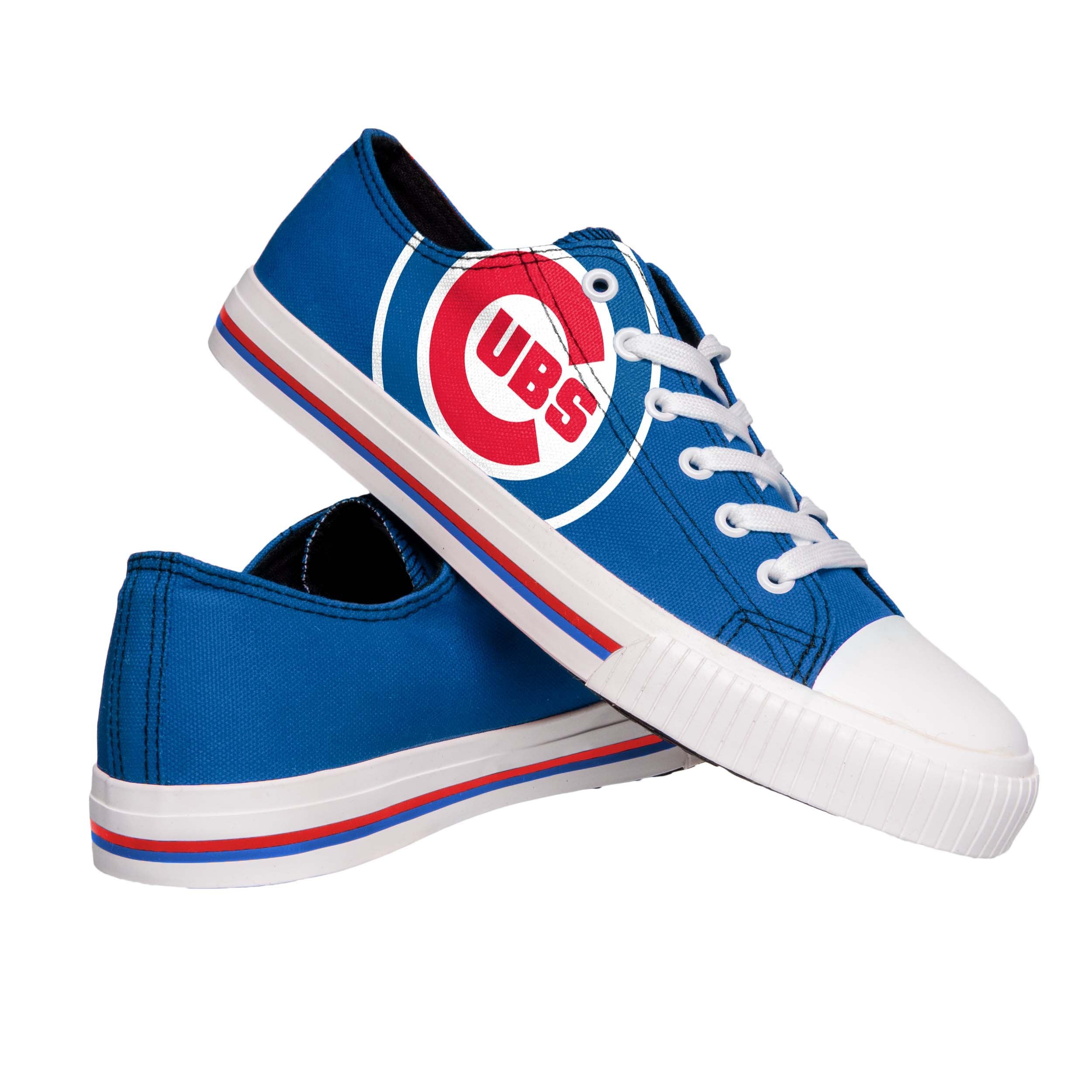 Chicago Cubs MLB Womens Glitter Low Top Canvas Shoes