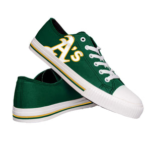Athletics MLB Mens Low Top Big Logo Canvas Shoes
