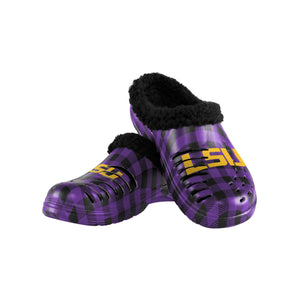 LSU Tigers NCAA Mens Sherpa Lined Buffalo Check Clog