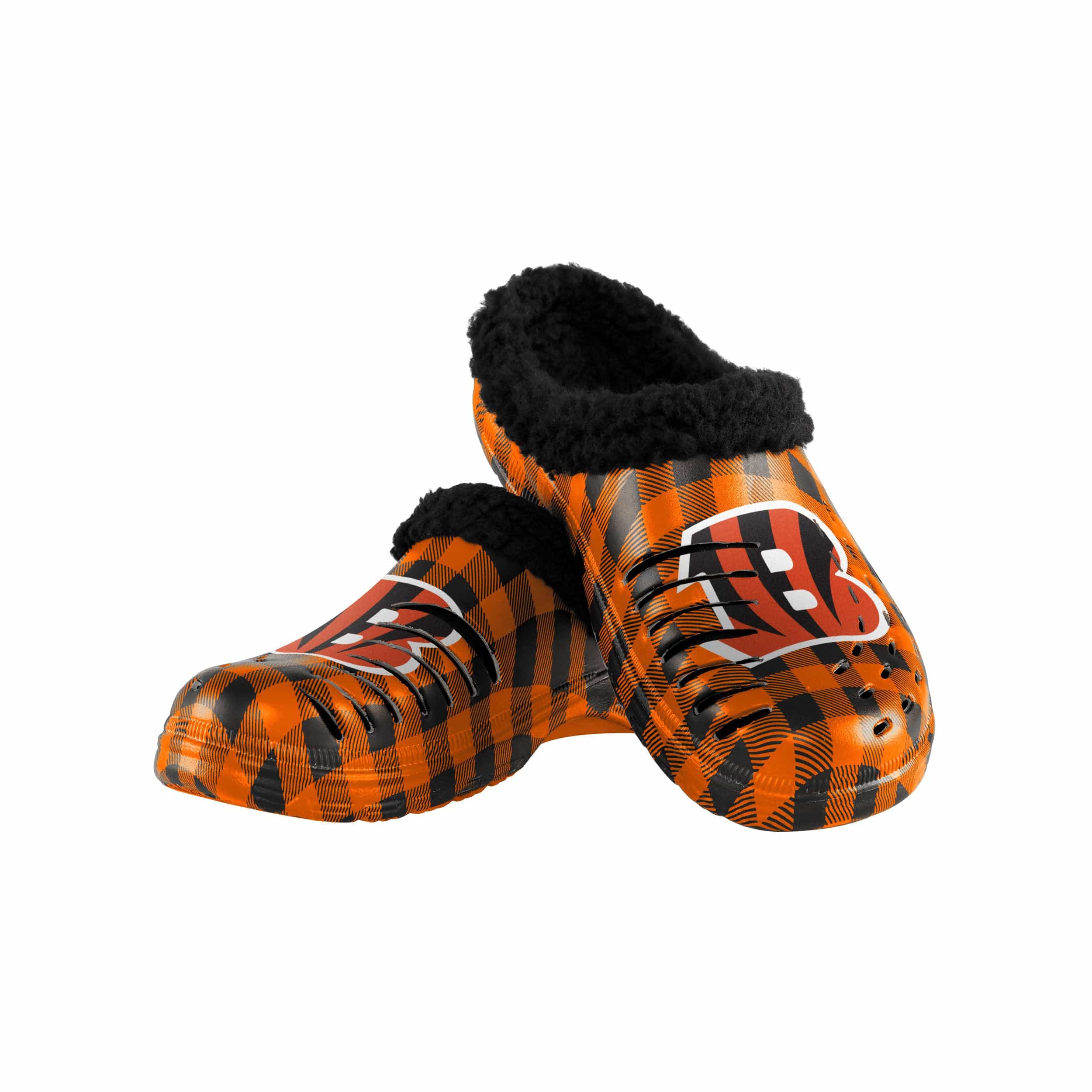 Cincinnati Bengals NFL Mens Sherpa Lined Buffalo Check Clog