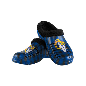 Los Angeles Rams NFL Mens Sherpa Lined Buffalo Check Clog