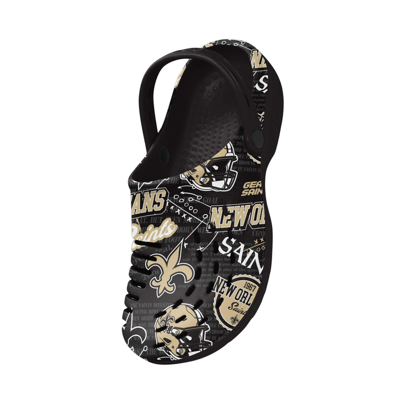 New Orleans Saints NFL Mens Historic Print Clog With Strap