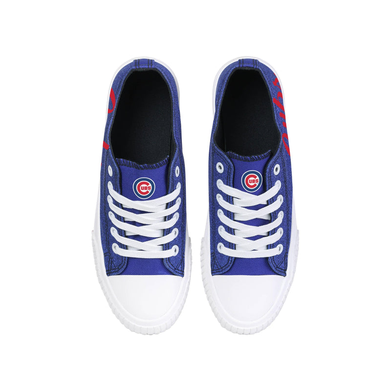 Chicago Cubs MLB Womens Color Glitter Canvas Shoes