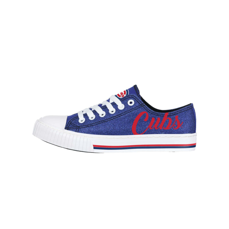 Women's FOCO Chicago Cubs Glitter Sneakers in White