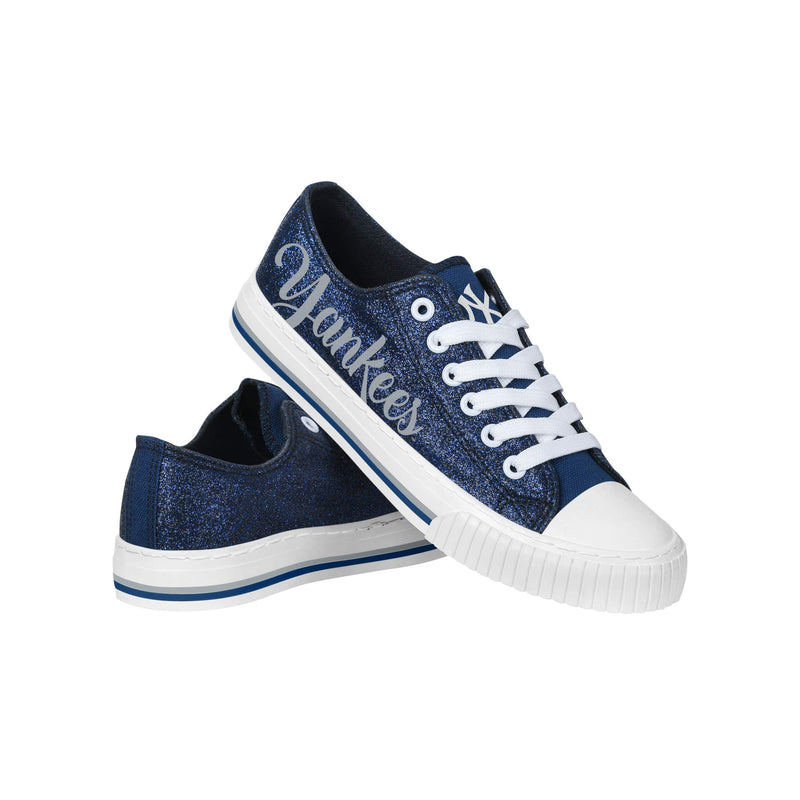 New York Yankees MLB Womens Glitter Low Top Canvas Shoes