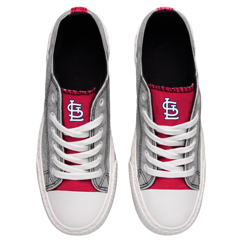 St Louis Cardinals Womens Color Glitter Low Top Canvas Shoes, Size: 9