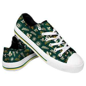 Athletics MLB Womens Low Top Repeat Print Canvas Shoes