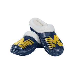Michigan Wolverines NCAA Womens Sherpa Lined Glitter Clog