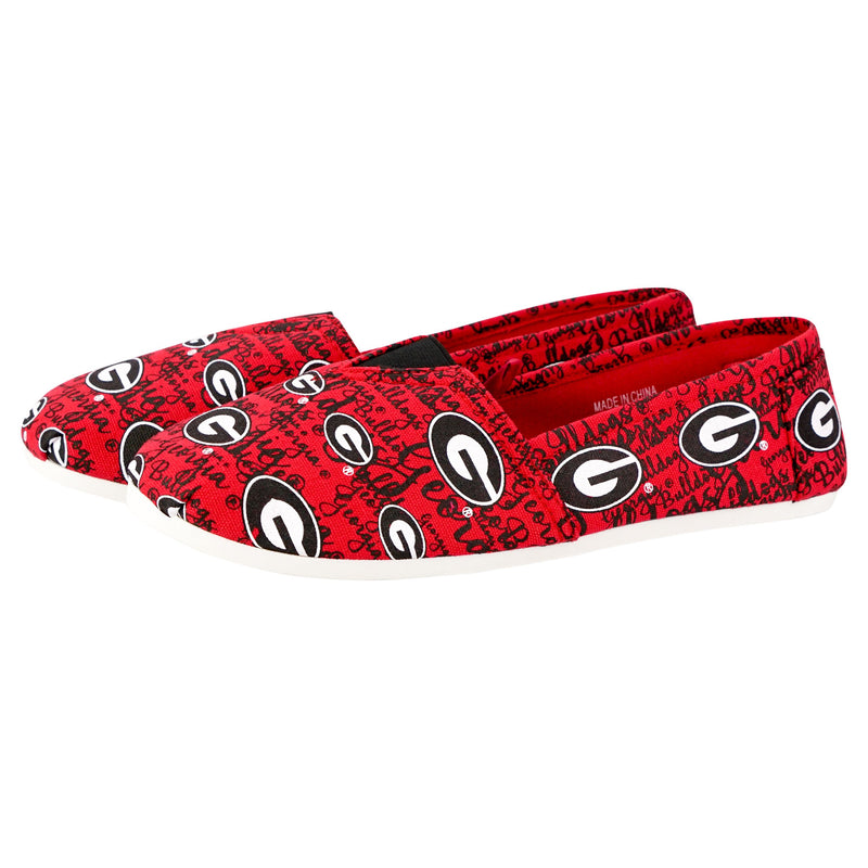 Georgia Bulldogs NCAA Womens Script Print Canvas Shoes