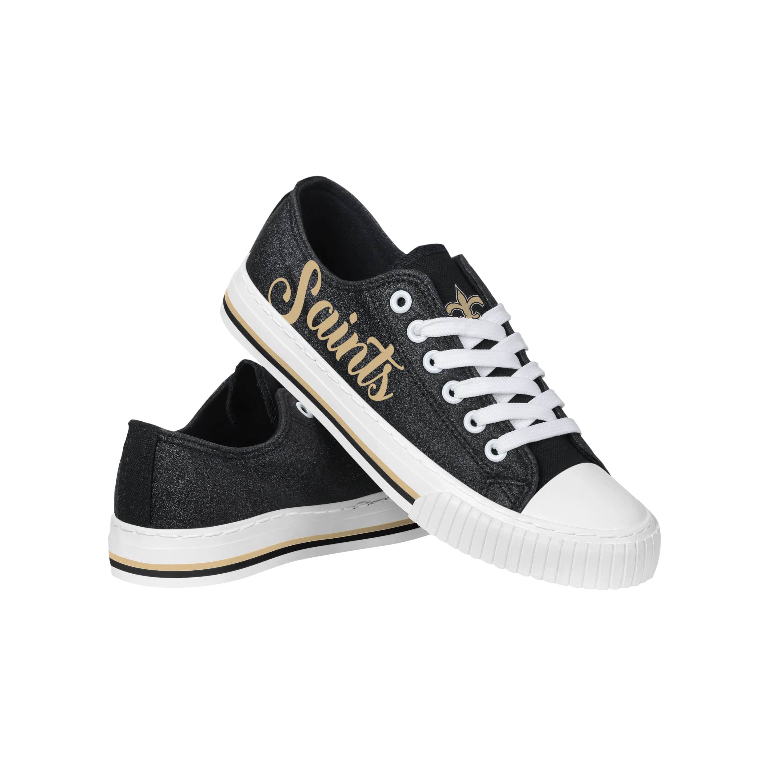 New Orleans Saints NFL Womens Color Glitter Low Top Canvas Shoes