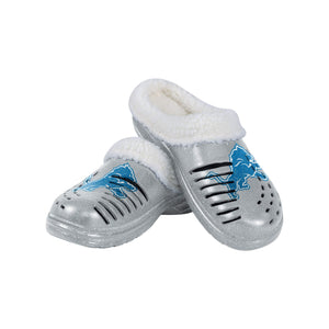 Detroit Lions NFL Womens Sherpa Lined Glitter Clog