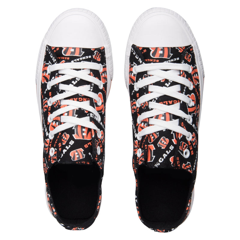 FOCO Cincinnati Bengals NFL Womens Glitter Low Top Canvas Shoes - 10